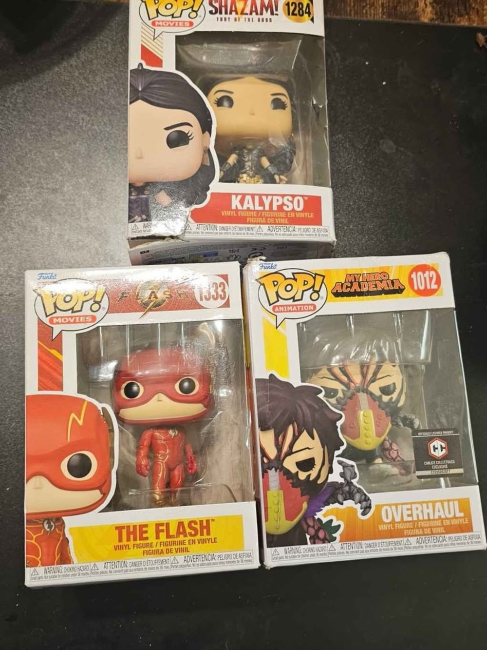 Funko Pop! Kalypso, The Flash & Overhaul Vinyl Figures - Red, Black, Gold